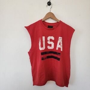 Retrobrand USA Sleeveless Red Tank Top Large